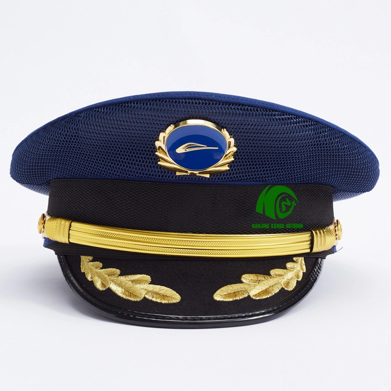 Kango Custom noir amovible Capitaine Officier militaire chapeaux uniforme Casquette pilote