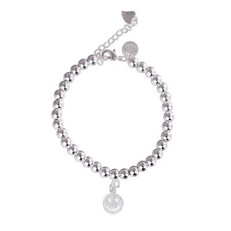 Pulsera de acero inoxidable con abalorios de plata con adornos de moda femenina Ajustable Esg13383