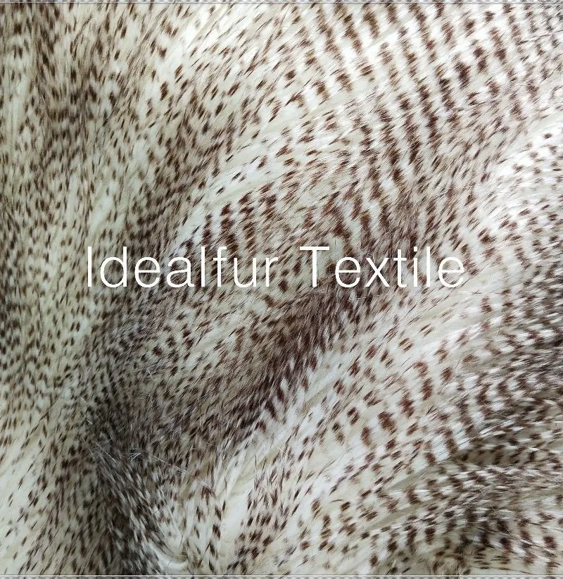 Faux Fur Fabric with Pheasant Feather Design