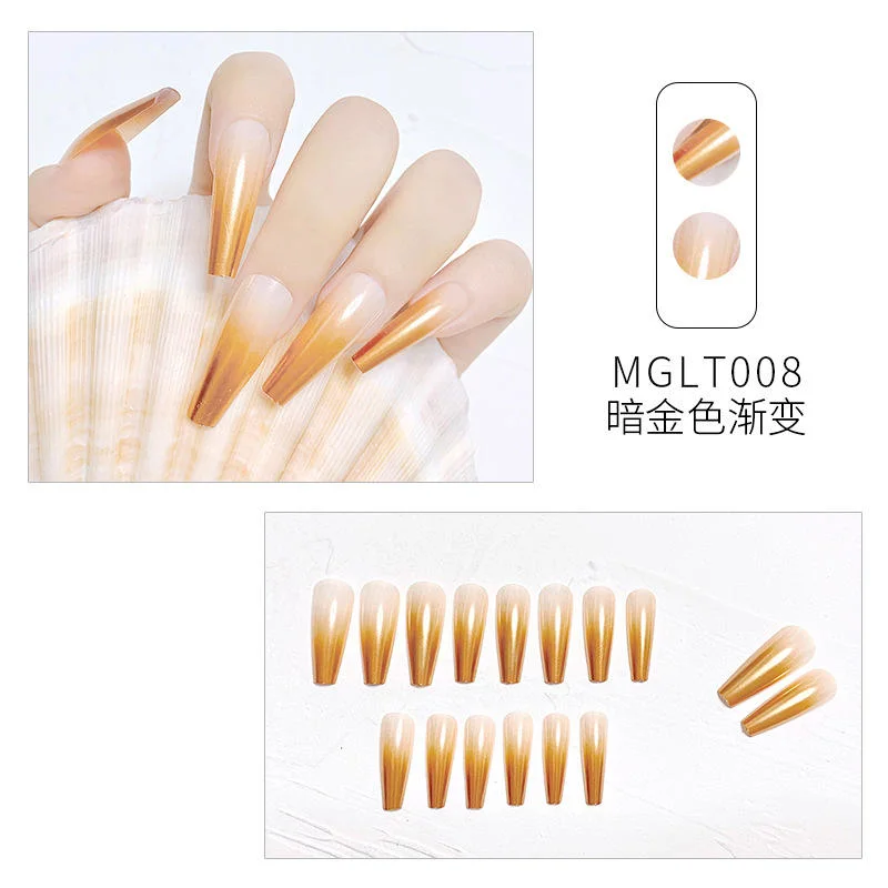 New Custom Design Luxury Personality Long Coffin Oval Finger Nails Full Cover Artificial Art Press on Acrylic Nails Tips