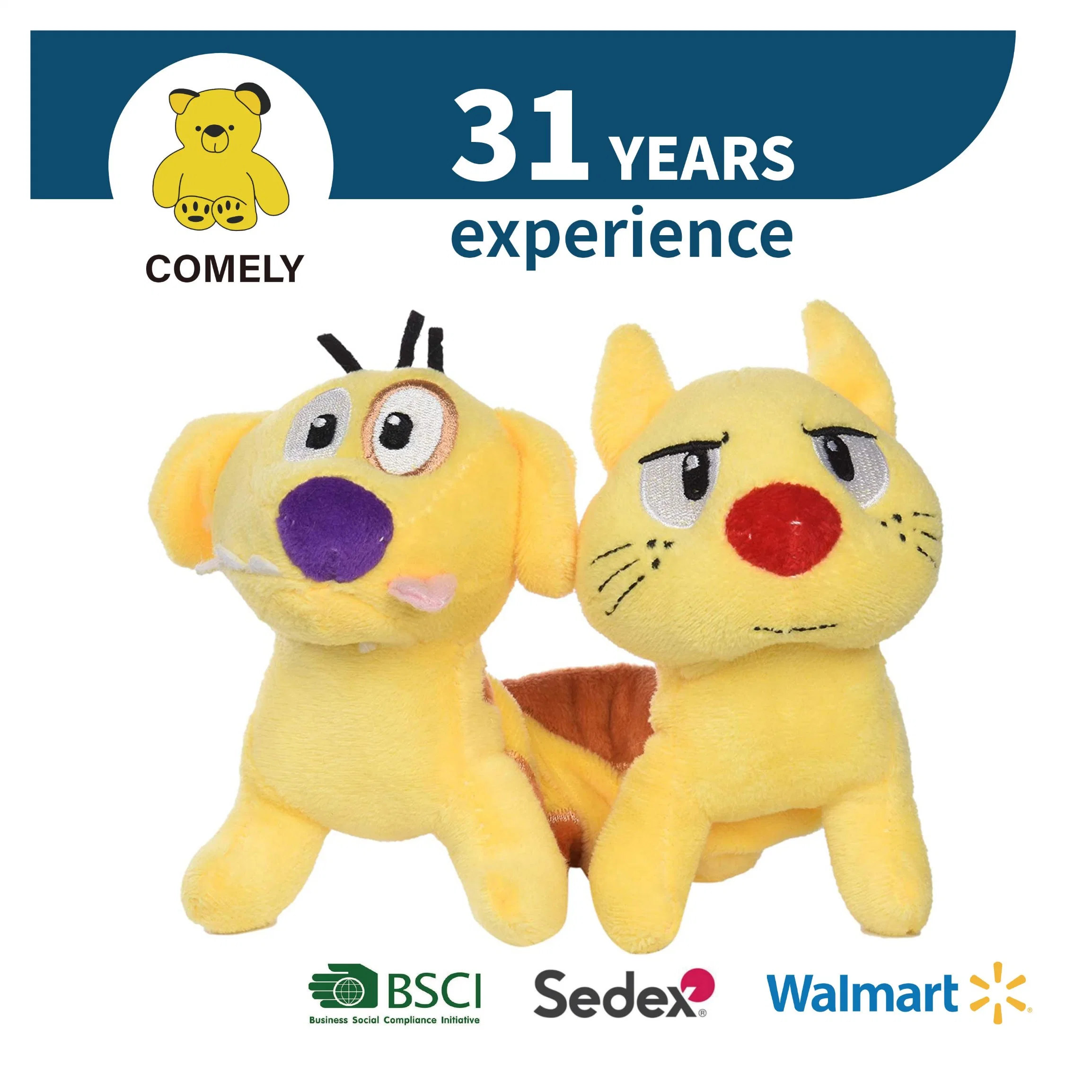 Promotion Custom Wholesale Gift Plush Soft Quality Toys Stuffed Animal Toy in Sweater Mascot Children Toy BSCI Sedex ISO9001