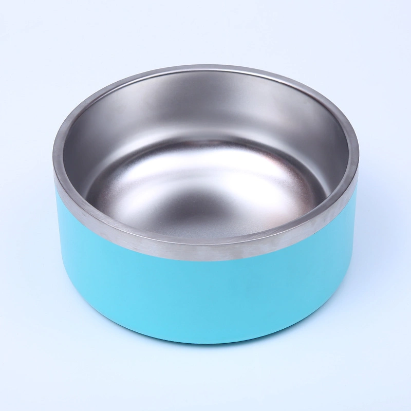 Non Slip 32oz 64oz Slow Dog Feeder Stainless Steel Pet Bowl Double Wall Powder Coated Colors Laser Logo Food Water Bowl