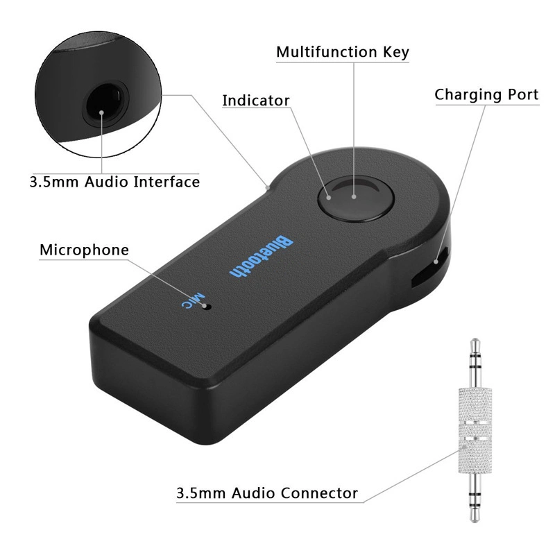 Recetor Bluetooth 5 0 adaptador de áudio de música sem fios tomada de 3,5 mm Mini Receptor de áudio Bluetooth para computadores portáteis Rádio estéreo música do carro