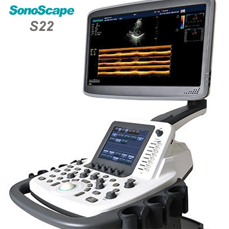 Mobile 4D Trolley Color Doppler Sonoscape S22 Ultrasound System with 8inchtouch Screen 18.5inch LCD
