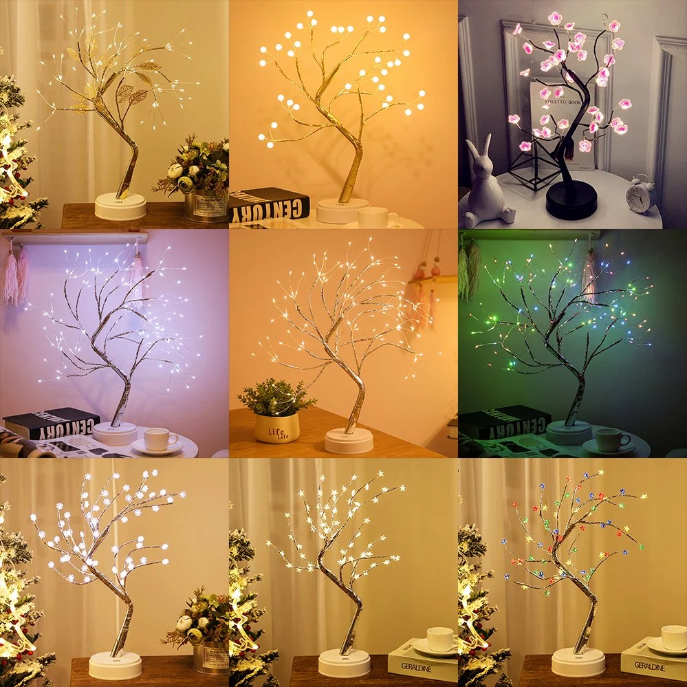 108 LED USB Bateria Artificial DIY Presente Interior Luz de Decoração de Mesa de Flor Cintilante Árvore de Luz LED para Decoração de Casa