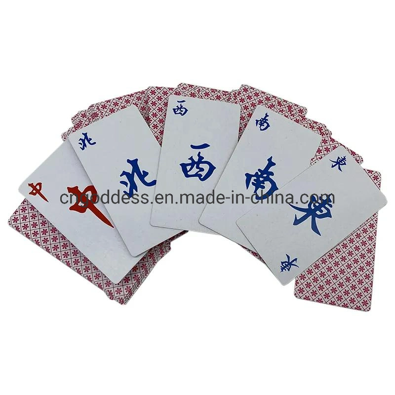 Papel portátil à prova de Conjunto de Cartas de jogar Mahjong com 2 Soma dos acrílico&amp;Saco Baeta Mahjong Viagem Cartão de póquer