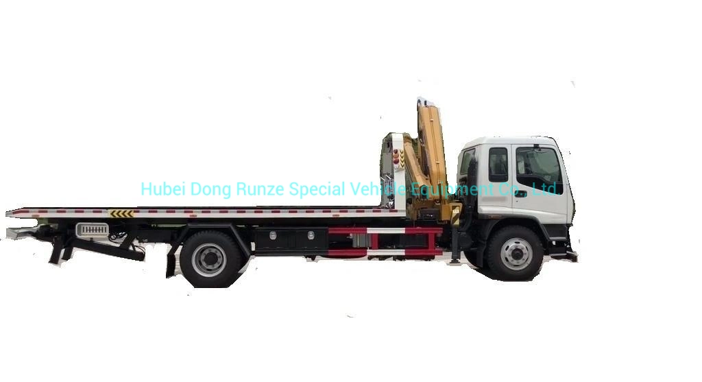 Japan. Brand Suizhou Recovery Truck Mounted with Knuckle 5 Ton Crane and Roll Back Flatbed Wrecker Euro 5.6. Engine