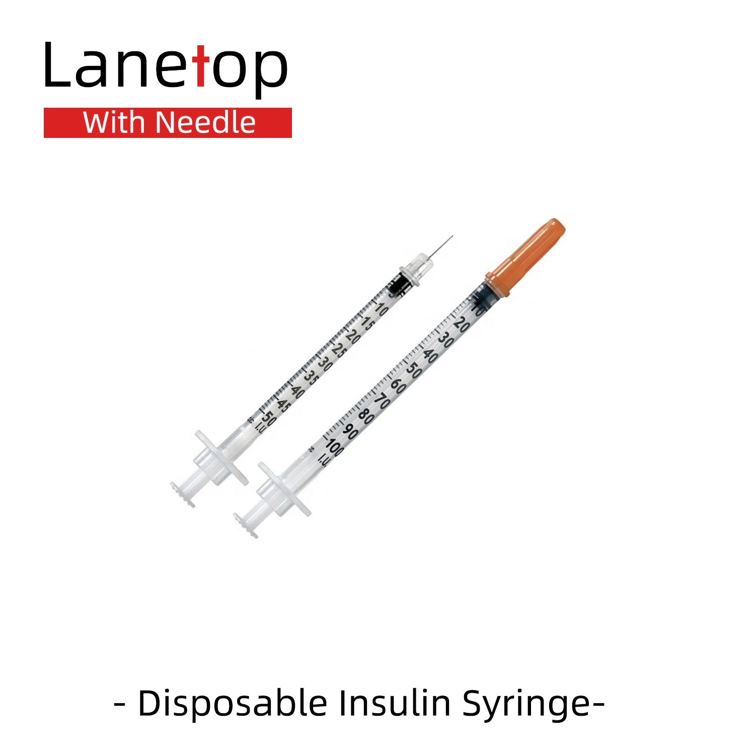 Seringue à insuline jetable en gros avec aiguille fixe 0,3 ml 0,5 ml 1 ml.