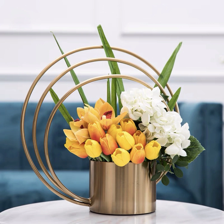 Moderne Indoor Creative Flower Pot Mittelstücke Metall Ring Wohnzimmer Dekorative Vase Mit Pflanzen