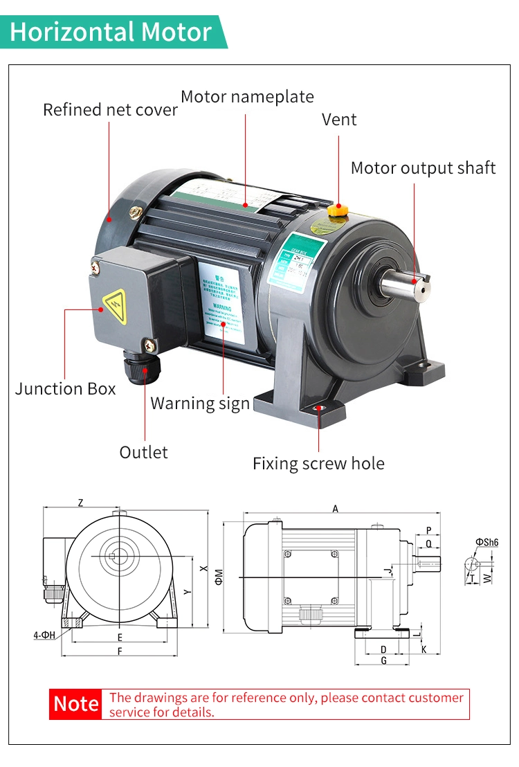 110V, 220V elevado binário rpm baixa 3 Fase travão motor AC 1/8HP trifásico 100W AC Electric pequeno motor de engrenagem