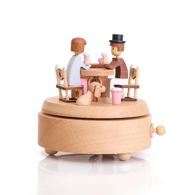 Rotatable Wedding Festive Day Gift Wooden Music Box