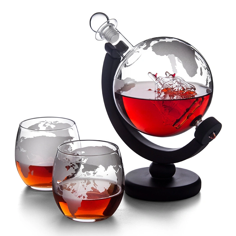 Custom-Made Globe-Shaped Sailing-Shaped Bouteille de vin en verre défini