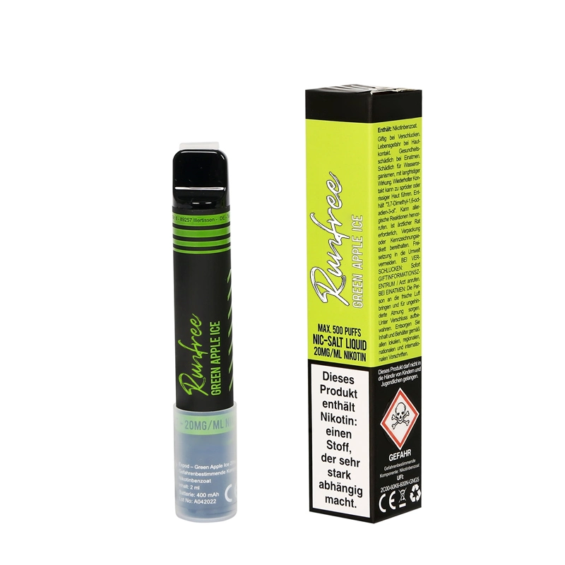 500 Puff Einweg 2% Nikotin Vape Pen 2ml Früchte Aromen E-Liquid Cotton Core E-Zigarette