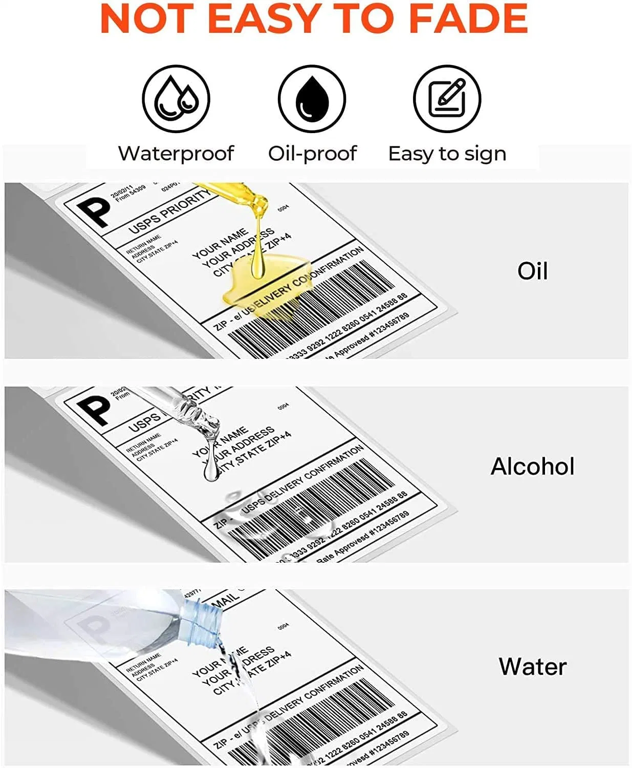 Étiquettes adhésives thermiques personnalisées en gros de 40mmx60mm 100X150 avec transfert thermique.