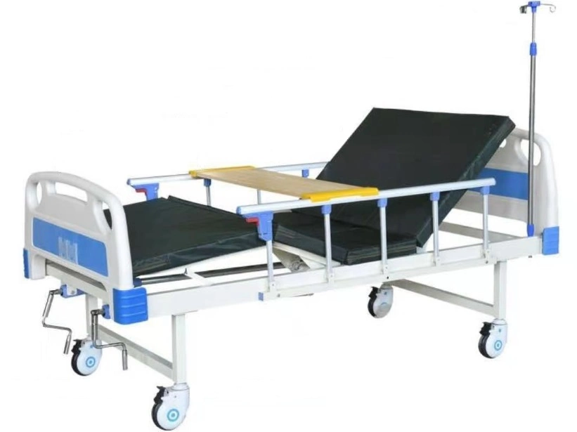 ABS Venta caliente de la junta de la cabeza de Manivela manual a dos cama de hospital para Clinc y en el Hospital