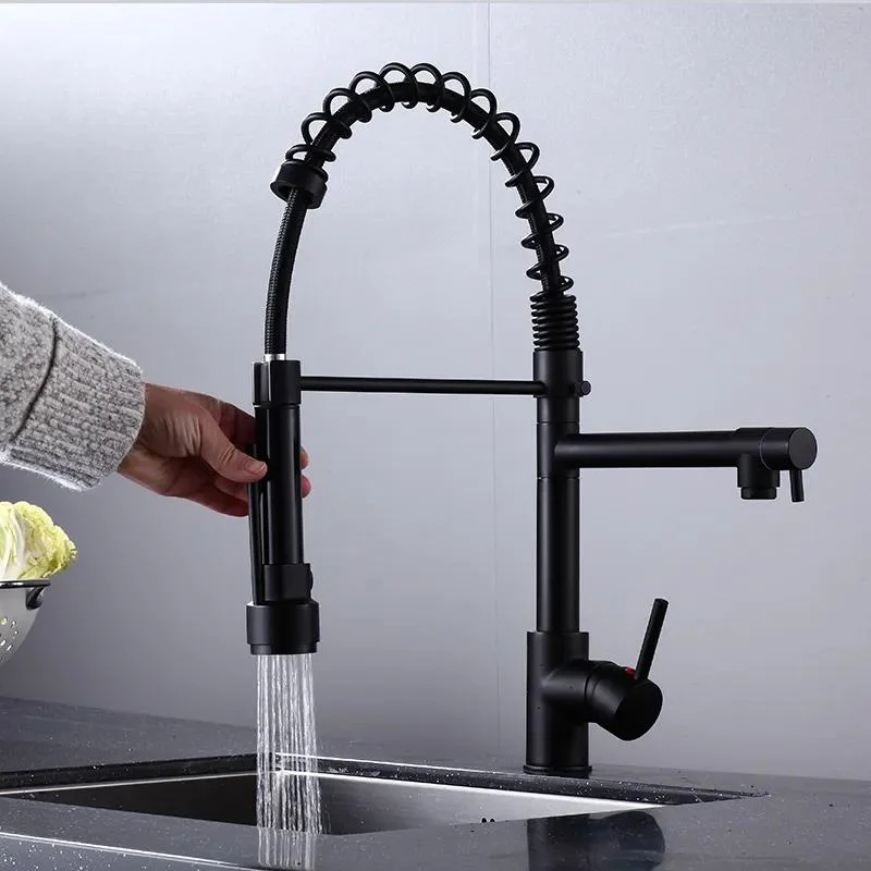 Luxury Pullout Sink Taps Pull out Kitchen Faucet Matt Black with Pull Down Sprayer Kitchen Tap Kitchen Sink Faucet