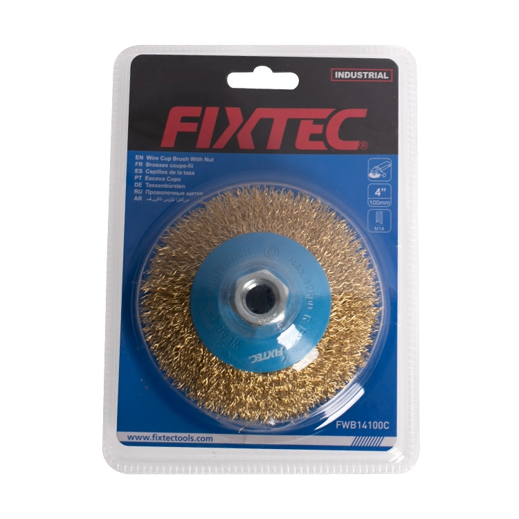 Fixtec Industrial Quality 4" 0.3mm Wire Dia Steel Wire Bevel Brush