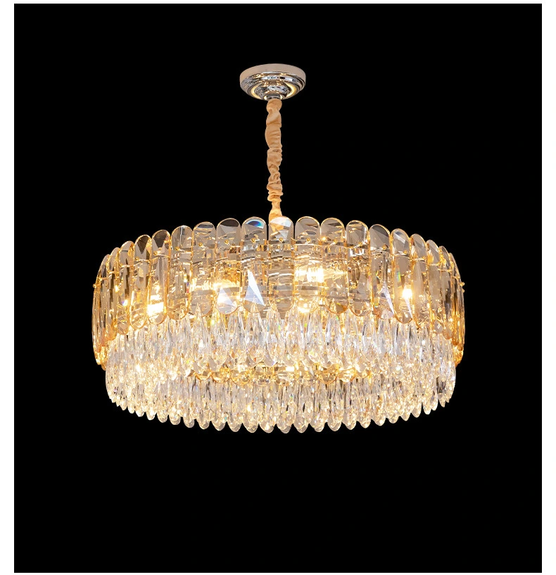 Smoke Glass Crystal Chandelier Round Shape Modern Indoor Lighting Home Decoration