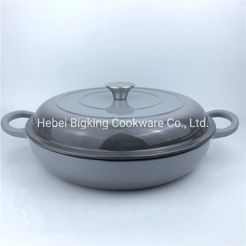 Enamel Cast Iron Round Shallow Casserole Cookware Pot