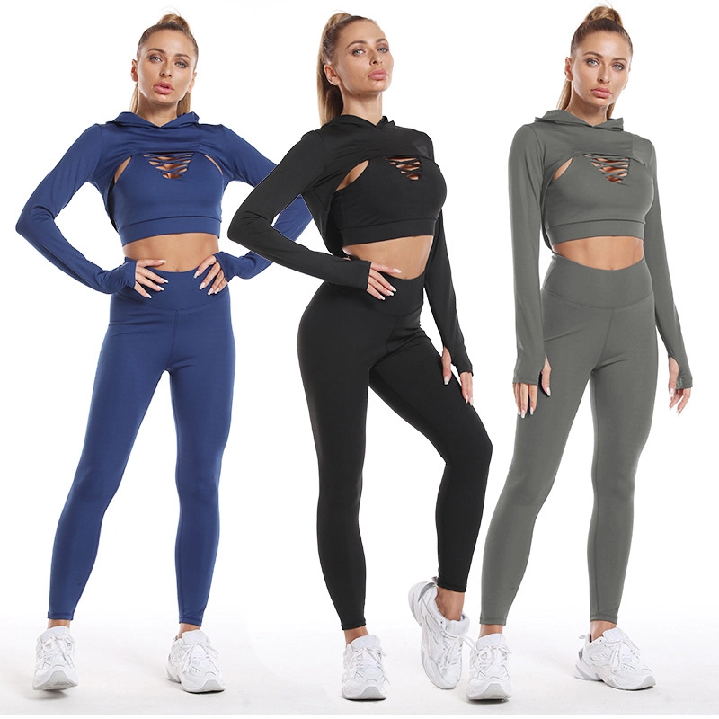 Mode féminine 3 pcs Sports Yogawear les vêtements de travail