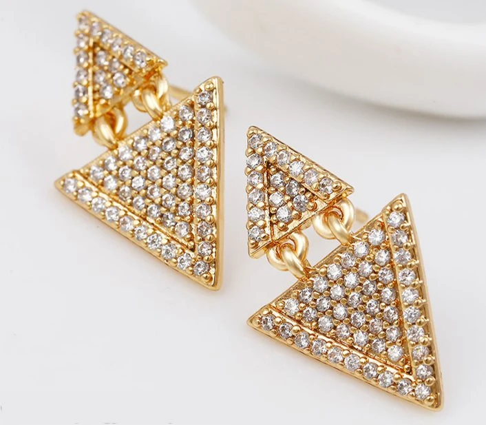 Shiny Crystal Triangle Earring Unique Design Jewelry