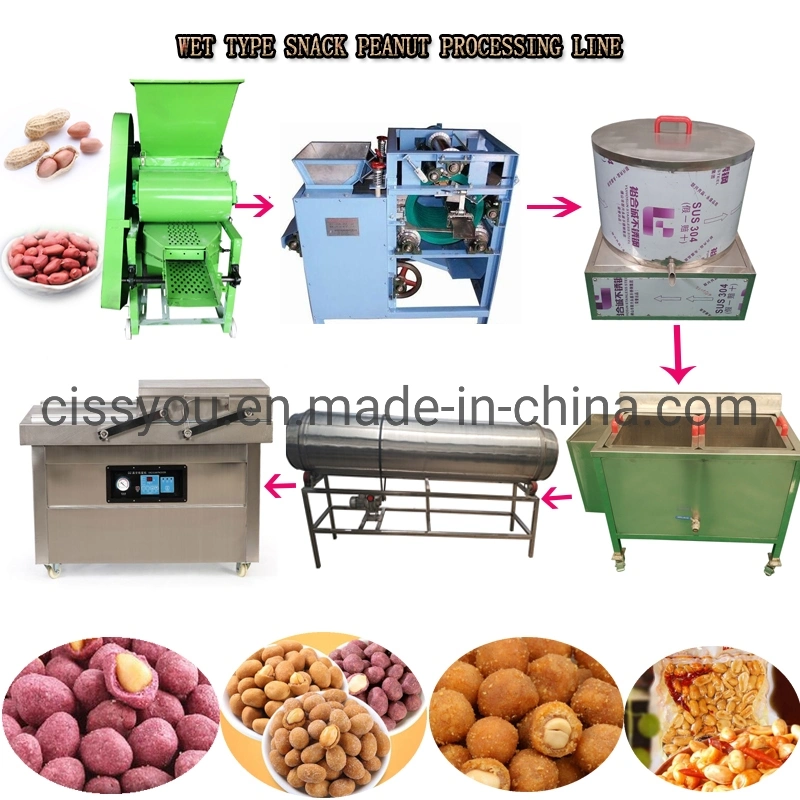 Fried Flour-Coated máquina de procesamiento de maní maní|línea de maquinaria de producción de bocadillos de fritura