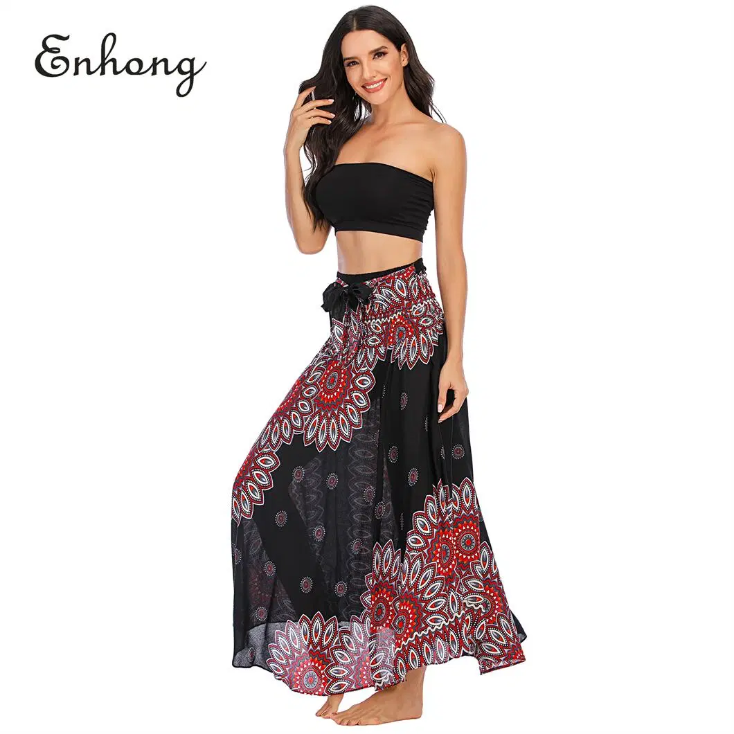 Ladies Fashion Sunflower Print Casual Beach Black Long Dress Wholesale