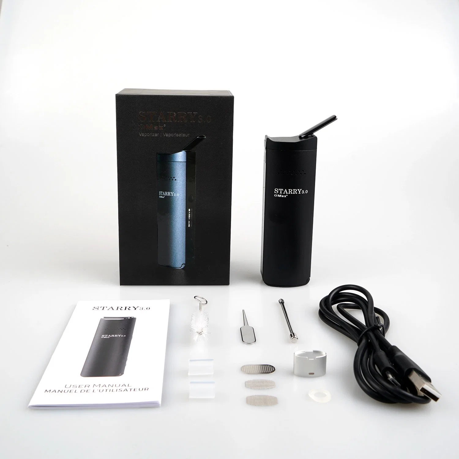 Vaporizador DAB de cera seca de hierbas 3,0 100% original Xmax Sarry Kits con luz LED y dispositivo de pantalla digital