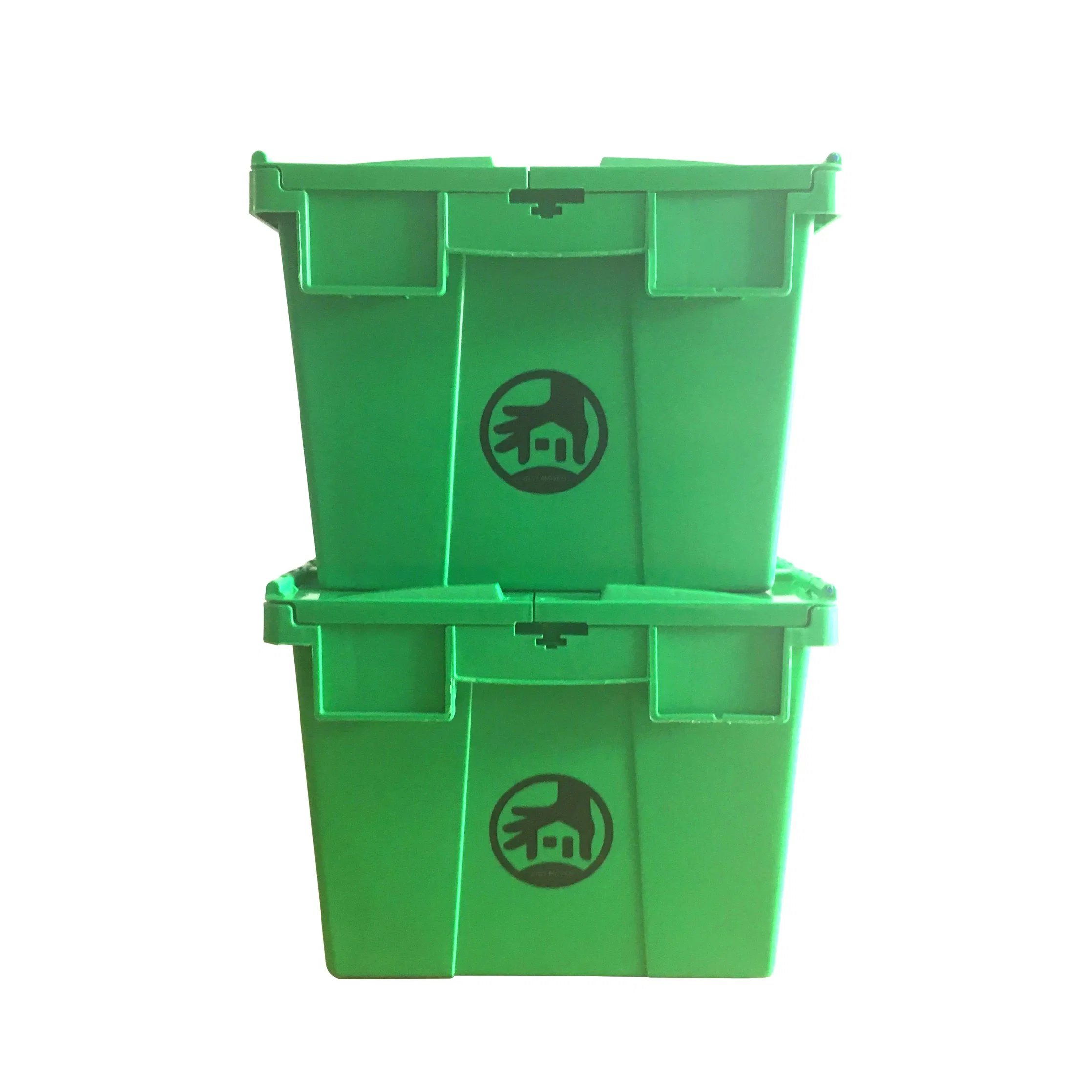 Heavy Duty Logistic Plastic Moving Box with Hinged Lid