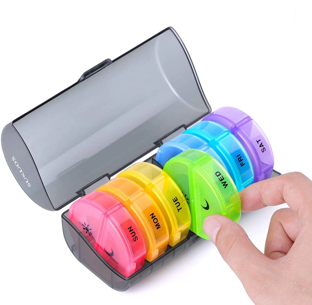 Eco-Friendly Weekly Pill Organizer 7 Days Pill Storage Case 7 Compartment Pill Box