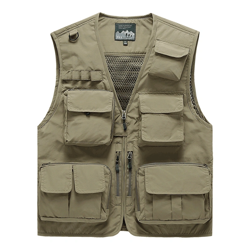 Hombres′ S Multi bolsillos exterior Vest ropa de trabajo uniforme Senderismo Camping Ropa de pesca