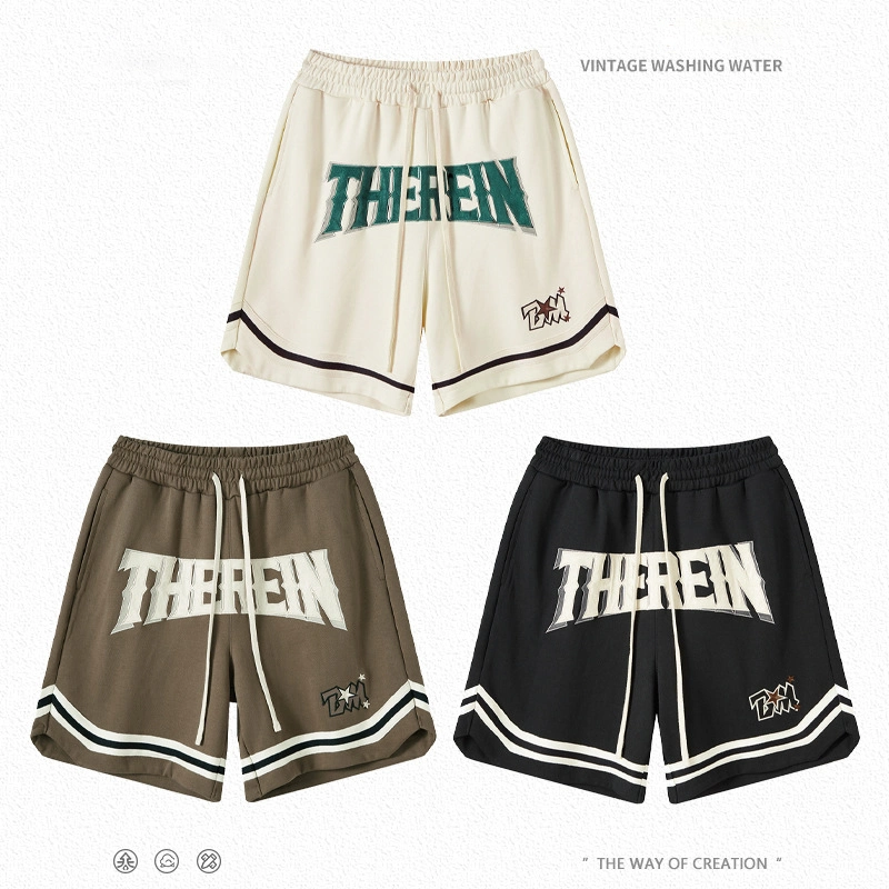 2023 Summer Heavy American Heavy Industry Embroidery Basketball Pants Loose Casual Split Sports Nickel Pants (CFZZK004)