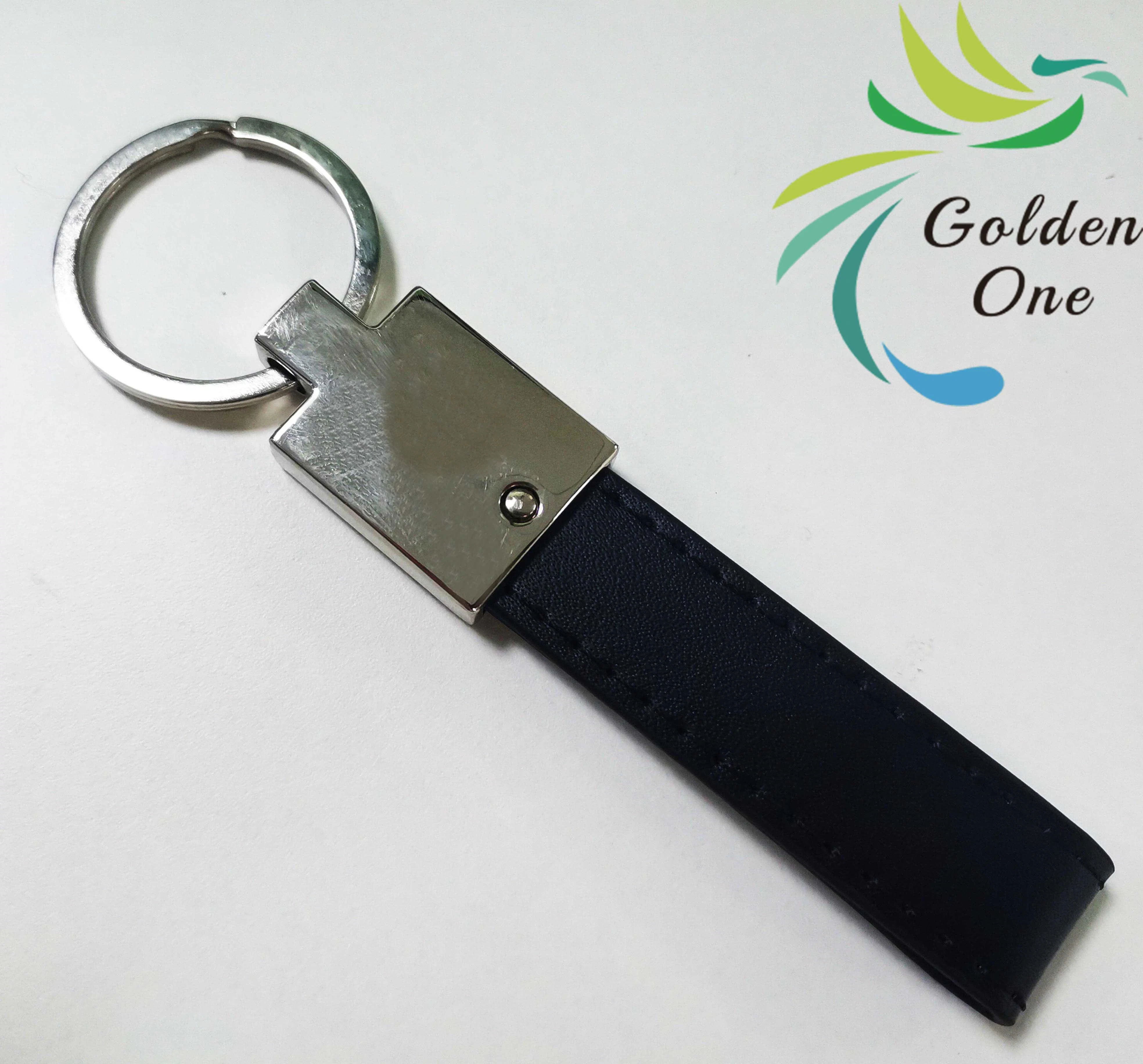 Hot Sale Shiny Gold Plated Souvenir Sublimation Leather Zinc Alloy Key Chain