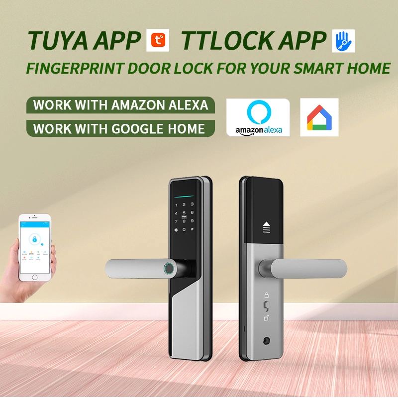 Tuya WiFi Smart Lock Ttlock Bluetooth Smart Door Lock Código de acceso Cerradura de puerta sin llave para el apartamento de alquiler Airbnb y el apartamento