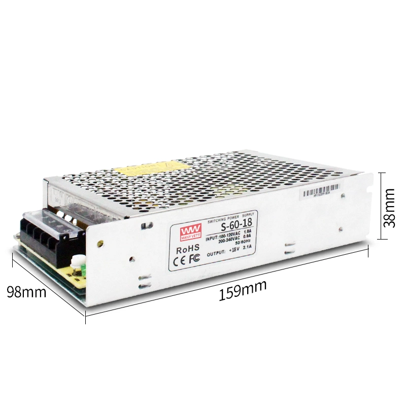 S-60-18 60W-18V-3.5A SMPS Single Output AC 220V to DC 5V 12V 24V 36V 48V DC Power Supply 60W DC LED Switching Power Supply