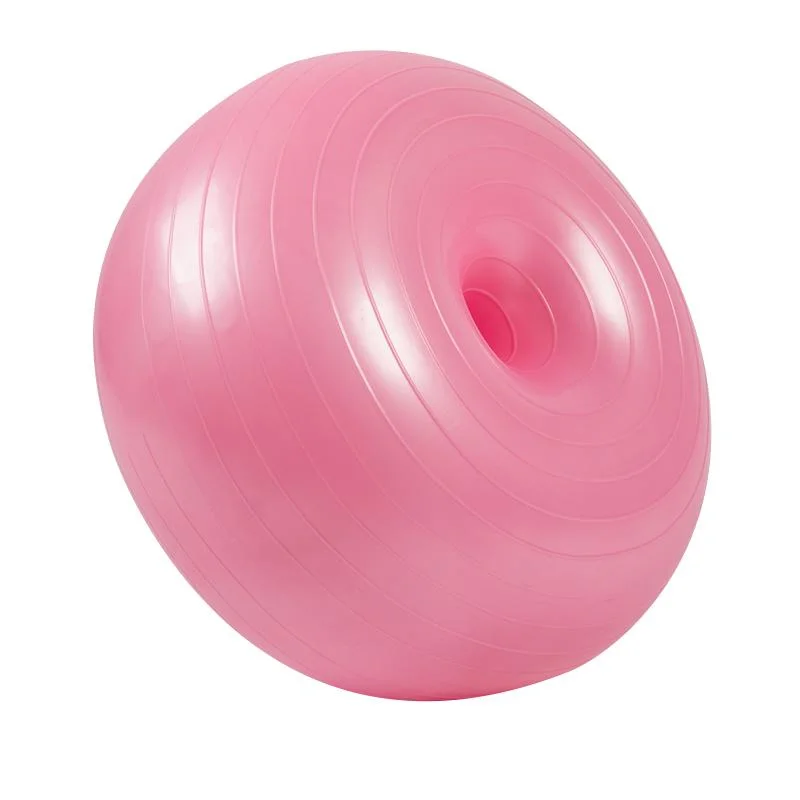 Custom Soft Massage Big Exercise Gym Inflatable Pink PVC Donut Yoga Ball Gym Fitness Ball