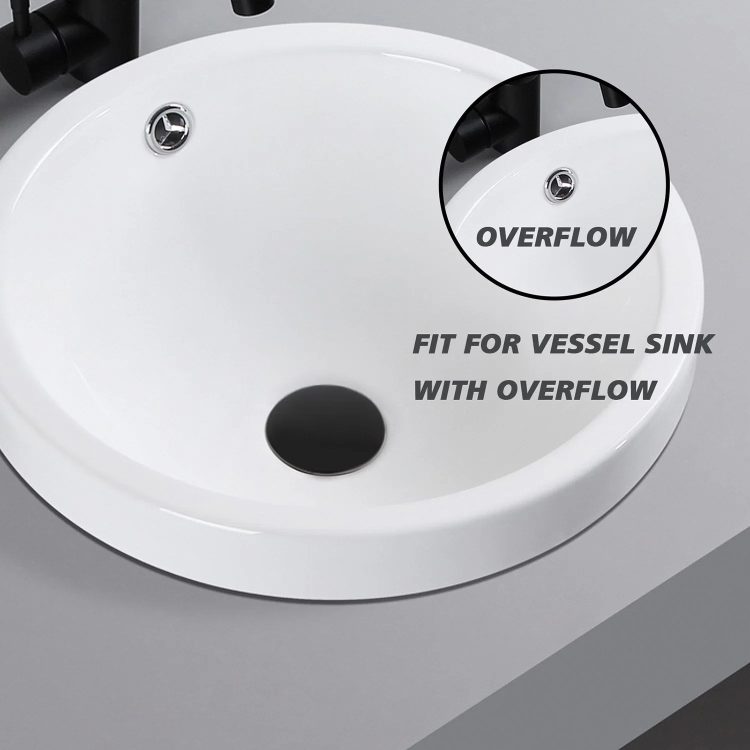 Modern Design Black Bathroom Sink Brass Pop-up Drain Assembly