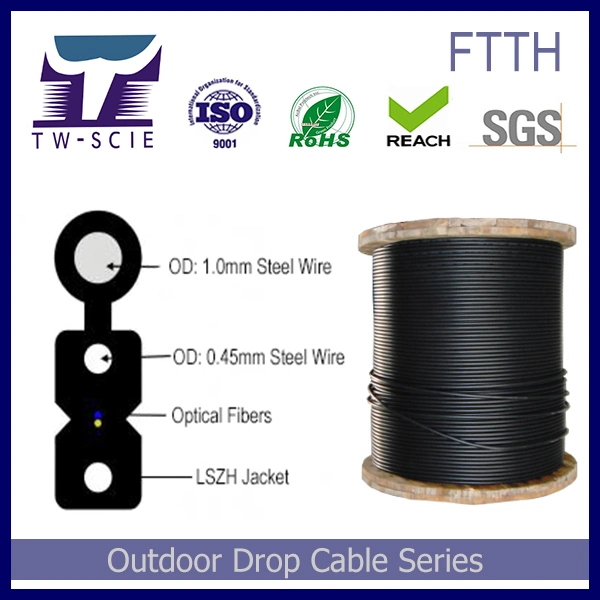 1 Core Singlemode FTTH Drop Cable From Outdoor to Indoor