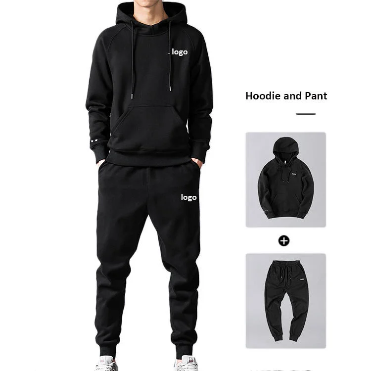 En gros, ensemble de survêtement pour hommes avec pantalon de jogging et sweat à capuche oversize, personnalisé avec logo imprimé et broderie, idéal pour le sport et la mode