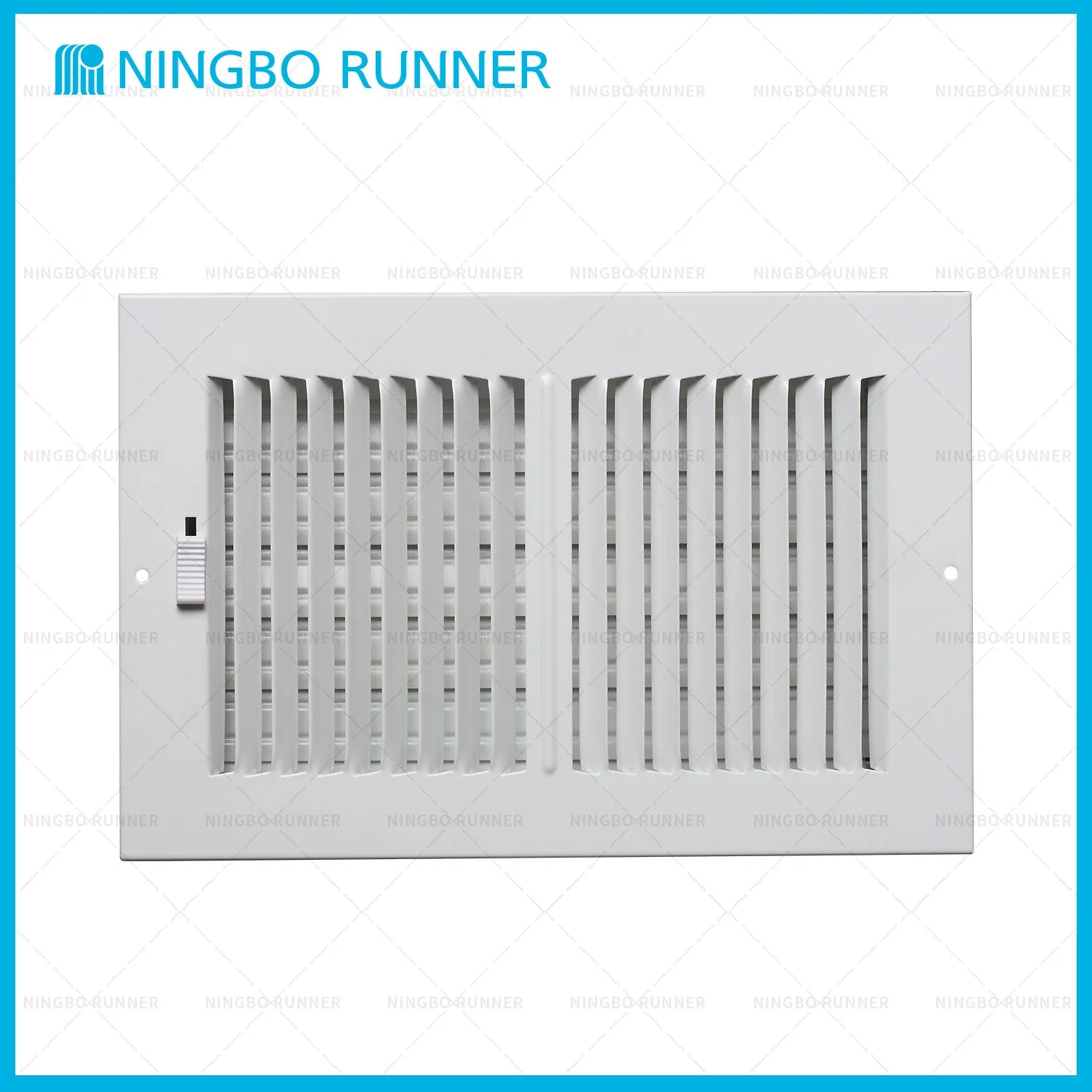 4-Way Steel Curved-Blade Square Air Register with Multi-Shutter Damper