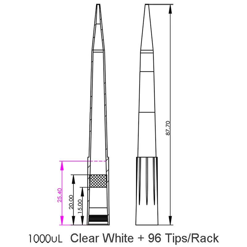 Cônes DE pipettes DE filtration 1000ΜL portoir de 96 cônes à usage unique avec stockage Boîte