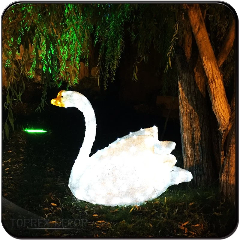 Modern Decoration Waterproof Lawn Lamp Animal Shape Swan Decorative Lighting Acrylic 3D Night Light LED Anime