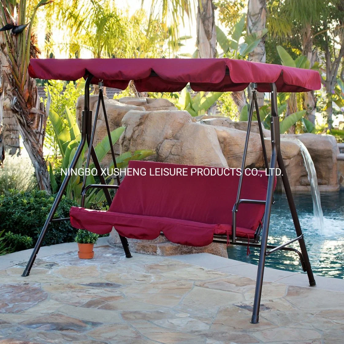 Canopy Outdoor Swing Chair Swing with Weather Steel Frame