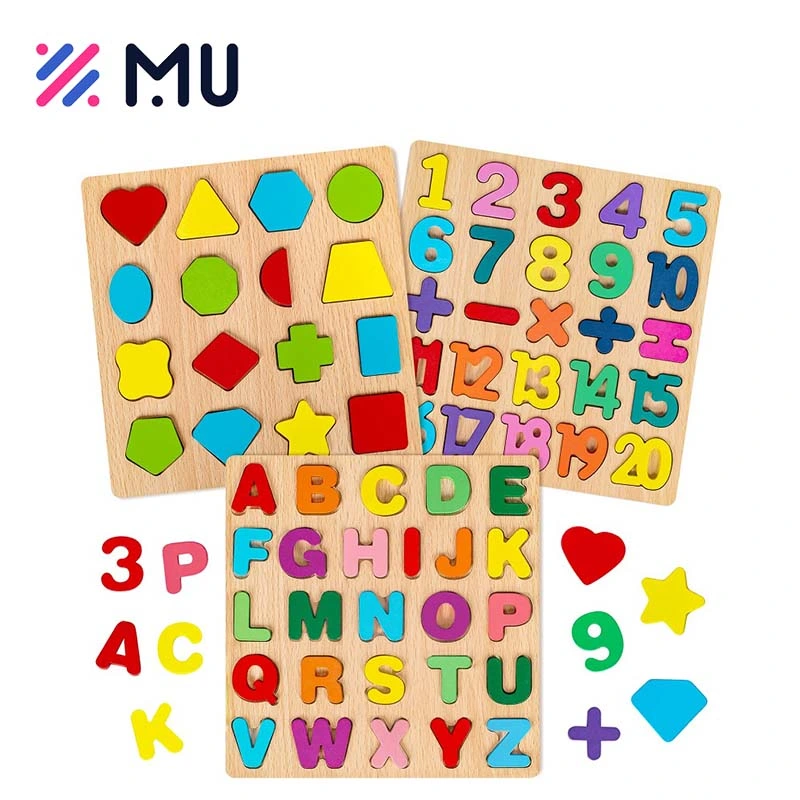 ABC Buchstaben Zahl Alphabet Holz Montessori Lernspielzeug 3D Jigsaw Puzzle für Kinder