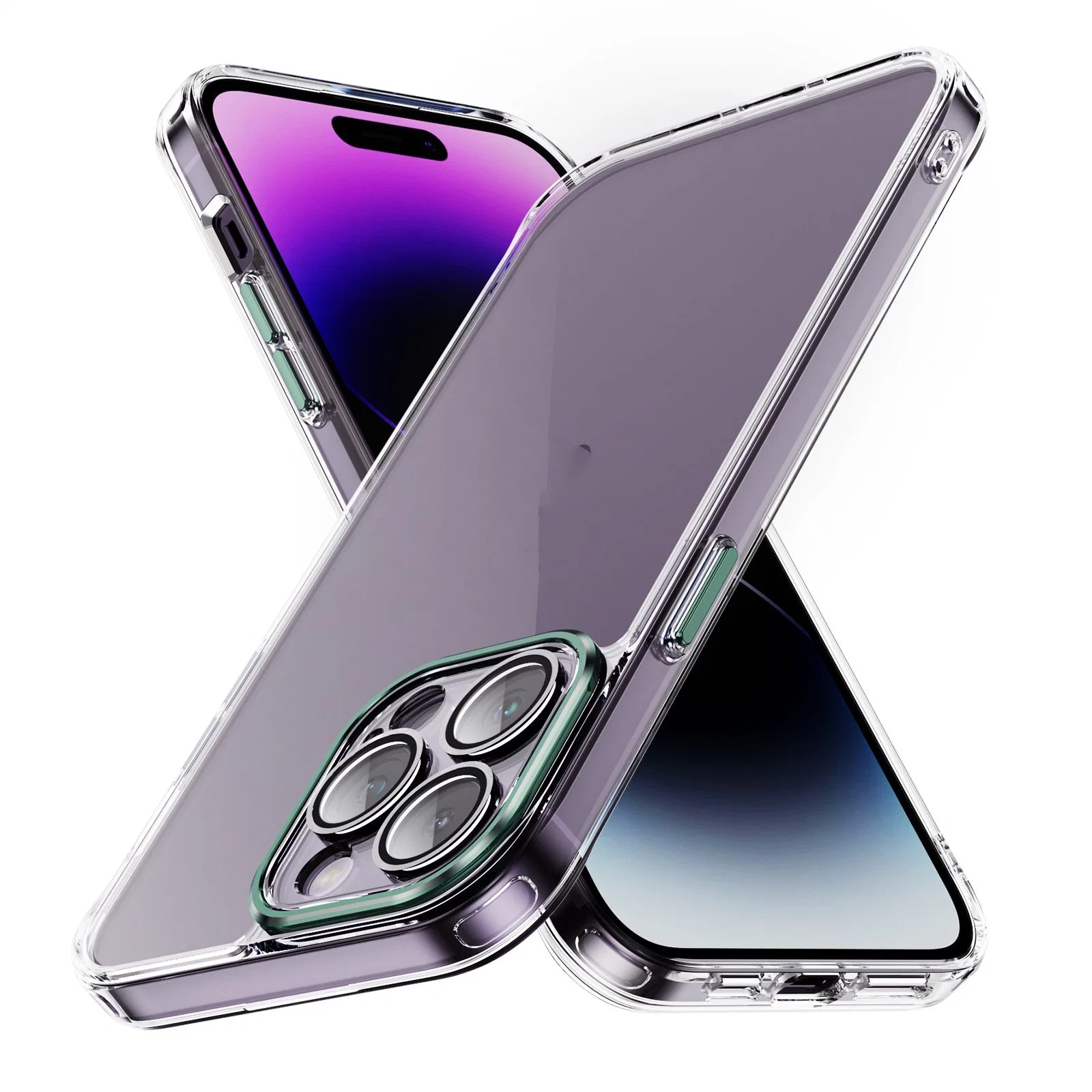 Nueva llegada transparente PC funda de teléfono Cámara de vidrio de lujo de protección Funda resistente a golpes para iPhone 15 PRO Max 11 12 13 14 PRO máx