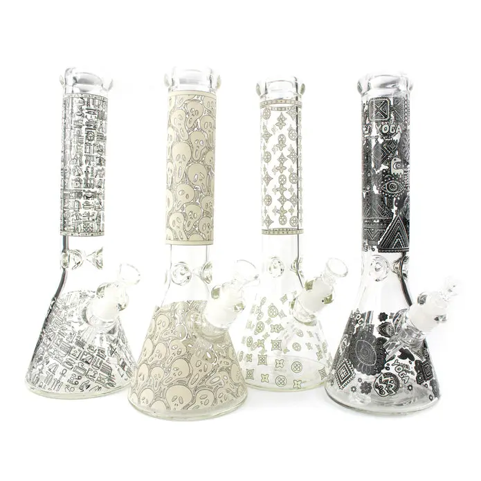 14" Frosted Xmas Beaker Water Pipe Shisha Oil Rig Glass Smoking Pipe