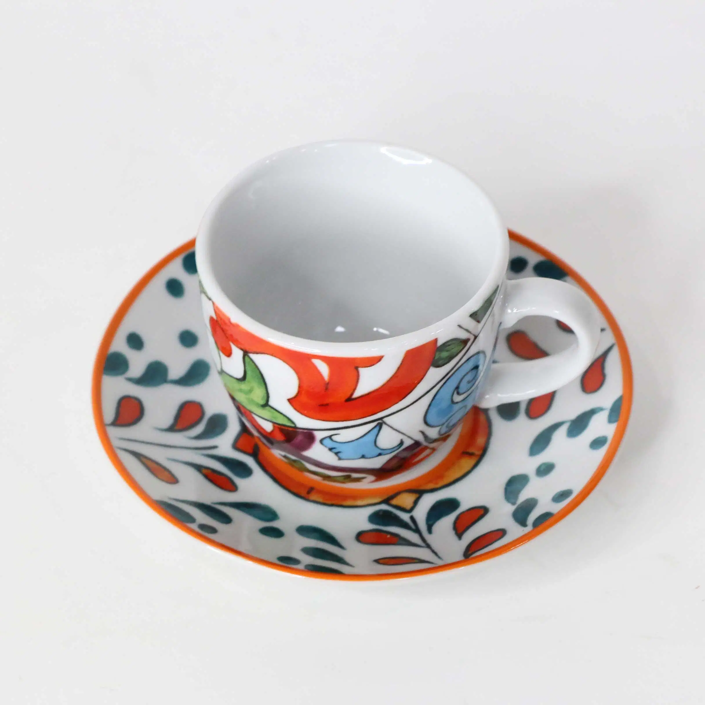 Wholesale Cheap Coffee Cup Set, White Porcelain Coffee Cup&Saucer, Coffee Cup Plate Set 90cc