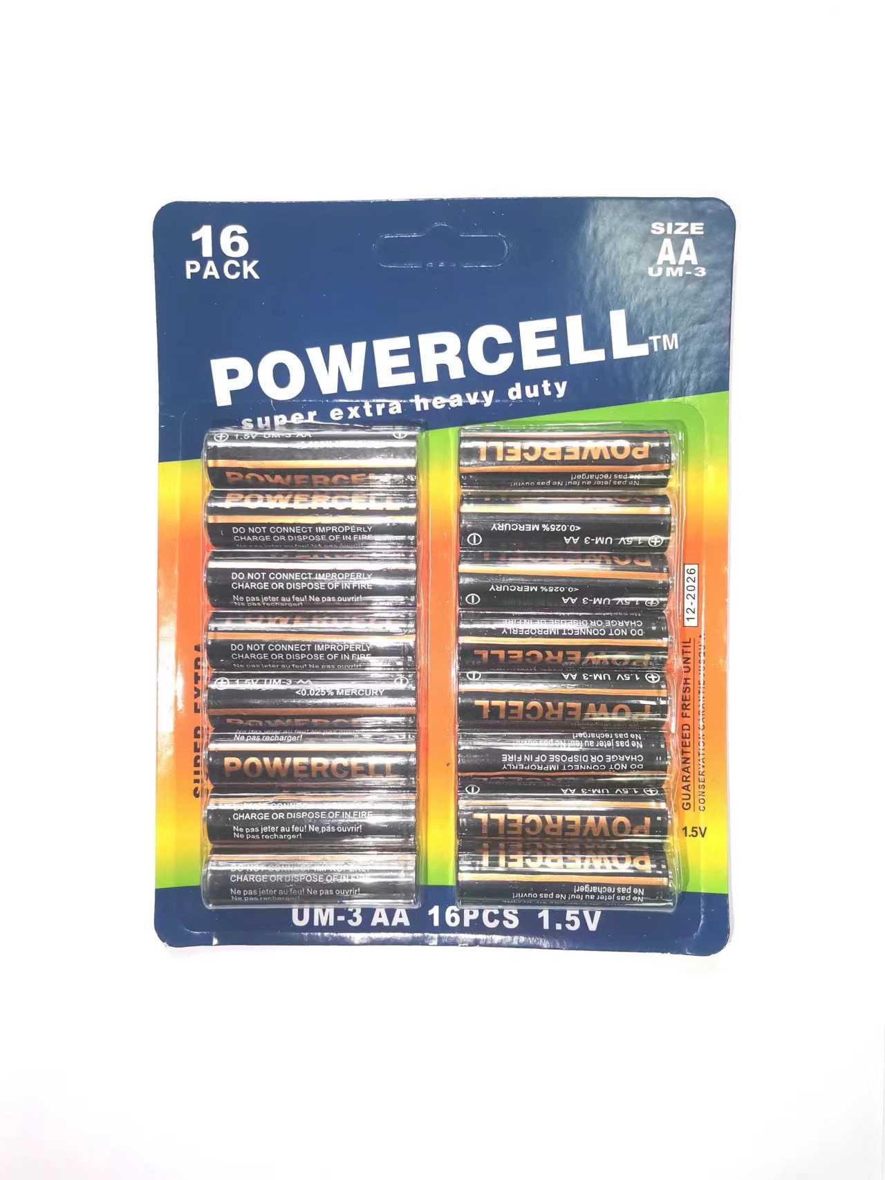 Super Powercell AA R6 um-3, 5 V, zinco-carbono de alta capacidade Bateria seca bateria bateria bateria primária bateria de carbono durante Eletrónica de consumo/ligação remota