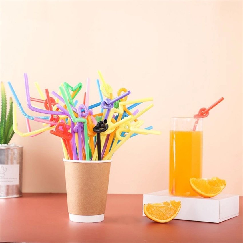 Colorful Black Extra Long Bendy Party Fancy Straws Disposable Drinking Plastic PP Art Straws Straw