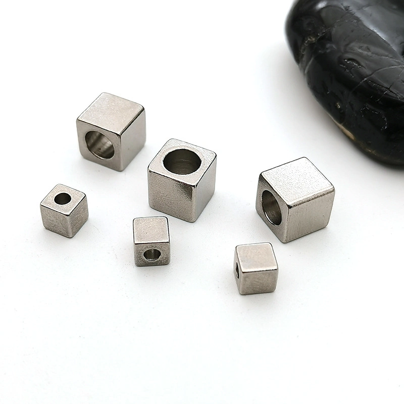 Stainless Steel Square Block Through Hole Bead Square Beads